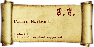 Balai Norbert névjegykártya